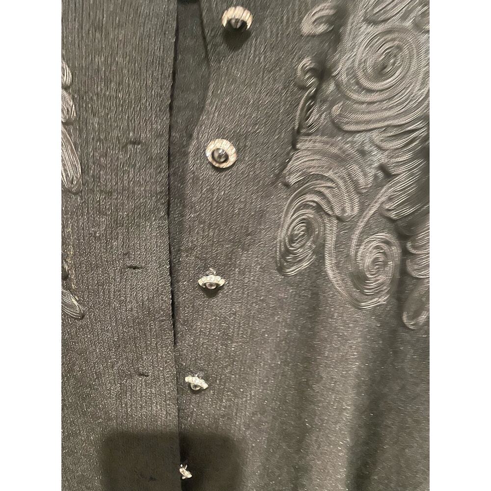 Vintage Jennifer Roberts wool jeweled cardigan 1980s black size 8 - Picture 3 of 7